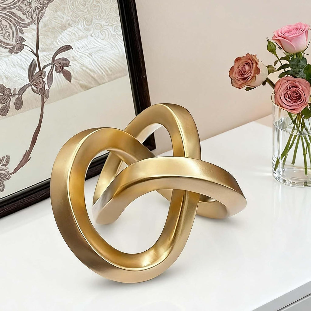 Knot Geometric Sculpture Decor,Mid Century Modern Abstract Figurines,Home Decor Statue,Bookcase Decor,Decorative
