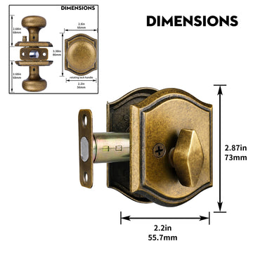 Vintage Antique Brass Door Knobs with Deadbolt Interior, Zinc Alloy