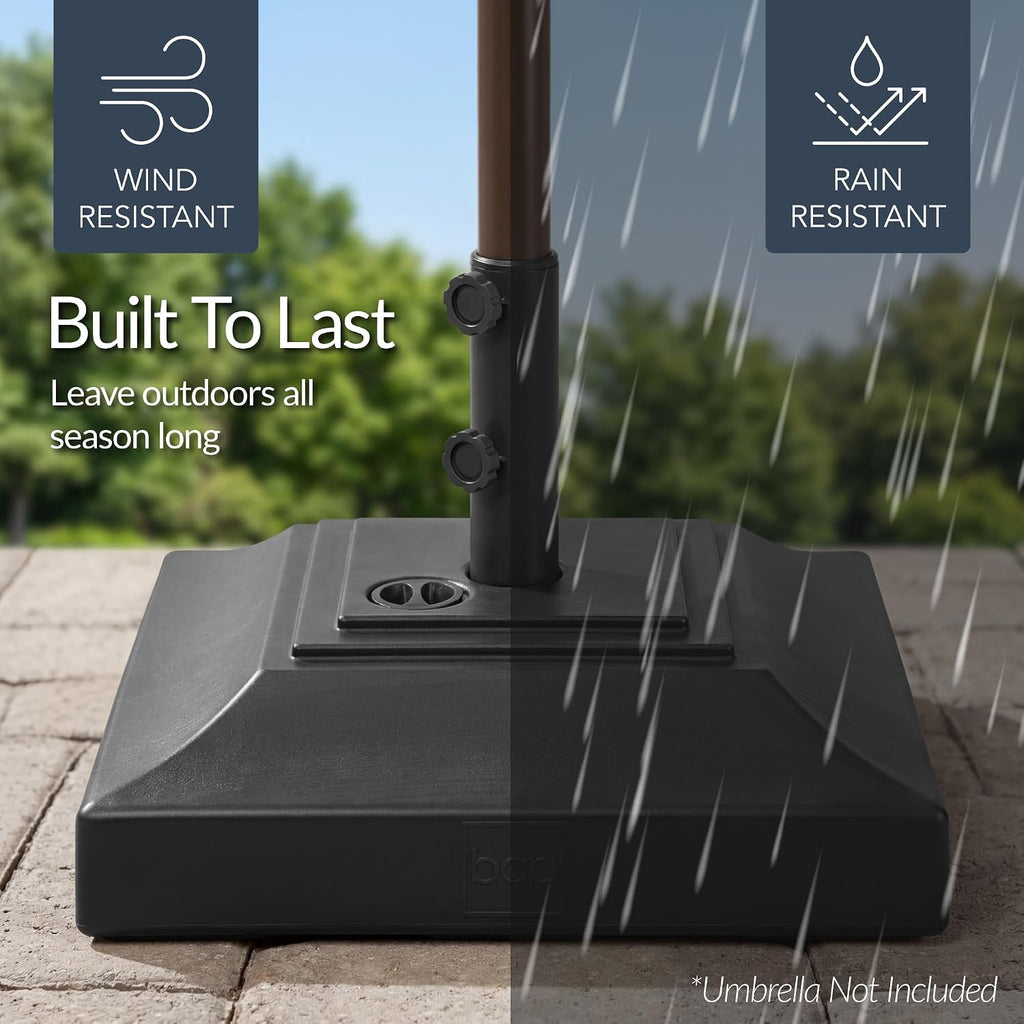 Fillable Umbrella Base Stand Pyramid Design Plastic Patio Umbrella Base Stand, Pole Holder w/ 55lbs Weight Capacity