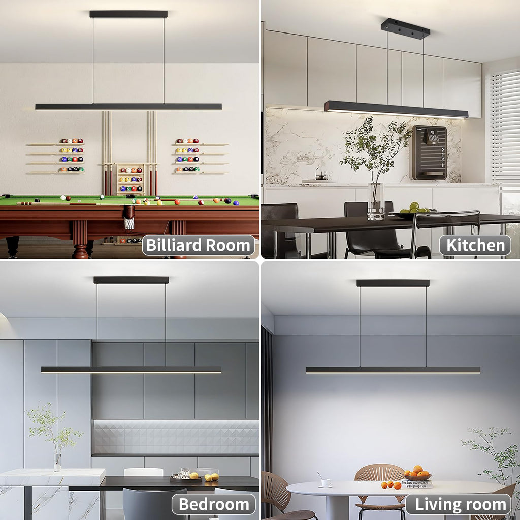 Pendant Lights Kitchen Island Dimmable Pool Table Light with Remote, Modern LED Island Lights, 39.37" LED Linear