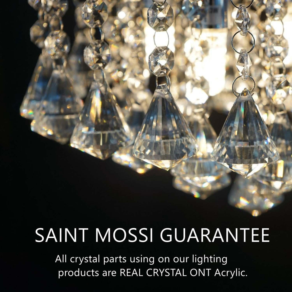 Modern K9 Crystal Raindrop Chandelier Flush Mount LED Ceiling Light Fixture, 3-Color