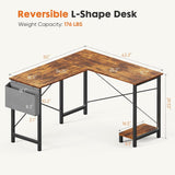 L Shaped Desk Computer Gaming Corner Table 51 Inch Home Office Writing Student Work PC Workstation with Side Storage