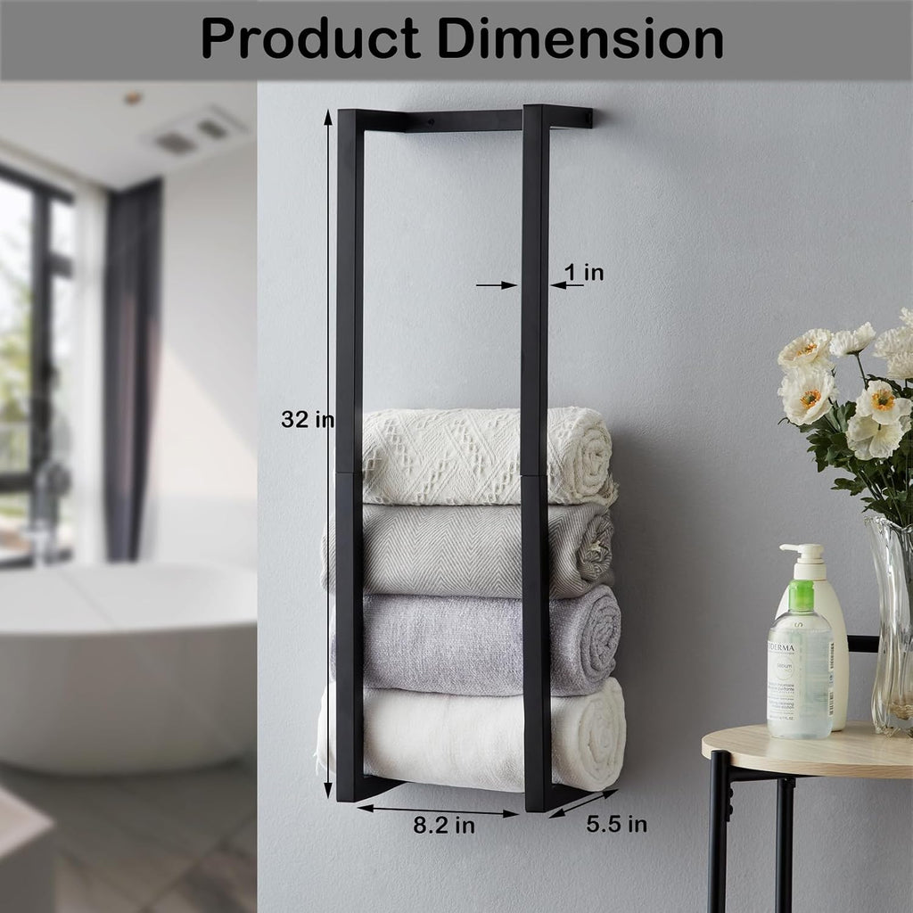 Towel Rack for Rolled Towels, Towel Rack ,Wall Mounted Metal Bathroom Organizer, Bath Towel Holder Wall for Modern