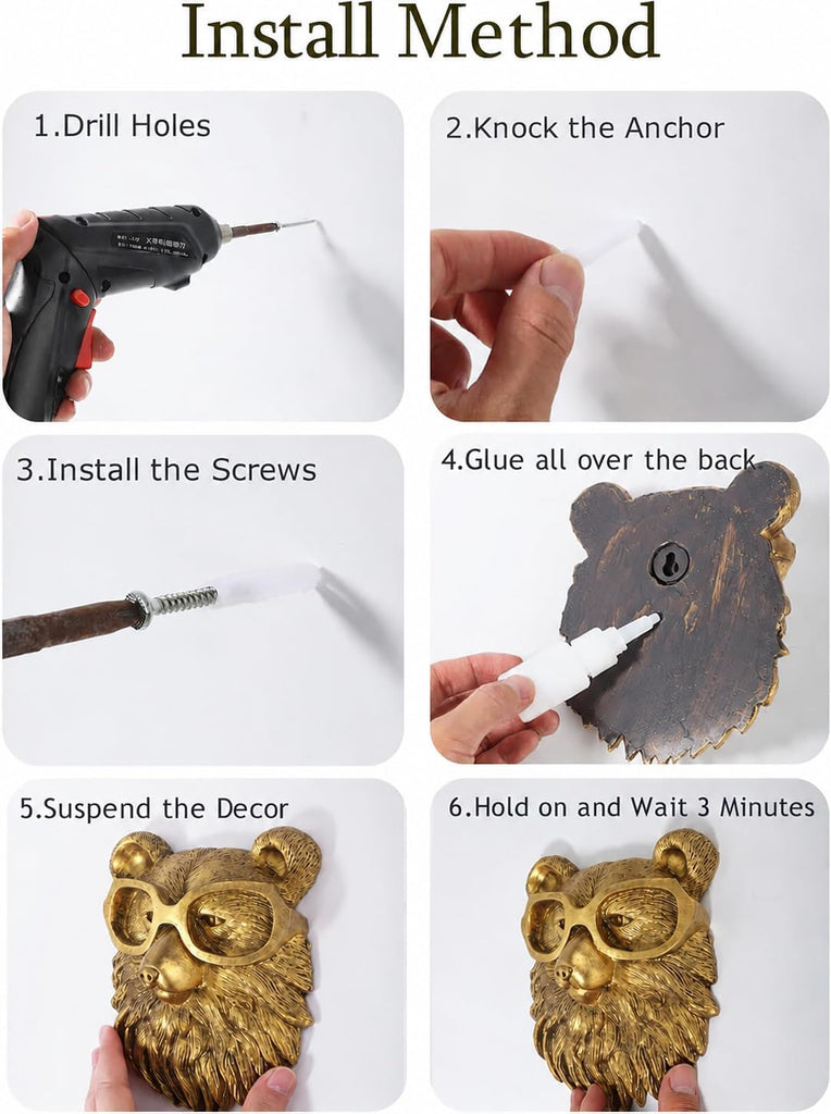 Gold Animal Head Wall Decor Wall Sculpture Home Decor Statue Office Bedroom Modern Decor for Men Women Rabbit