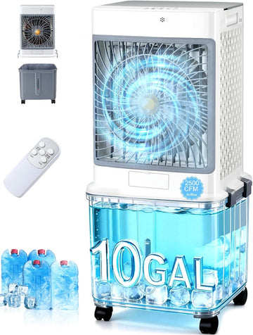 Portable Air Conditioners,Swamp Cooler Evaporative Air Cooler 2026 Upgraded Windowless with 10GAL Detachable Tank