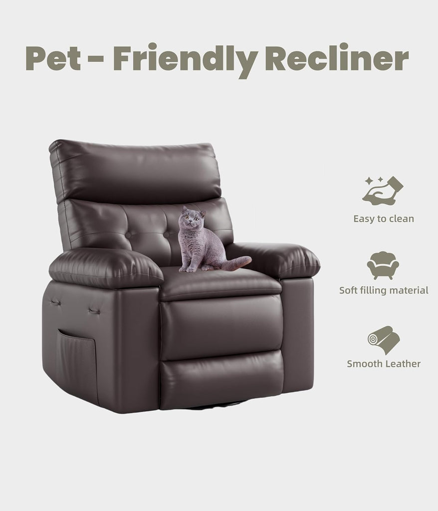 Oversized Recliner Chairs, Classic Manual Leather Recliner