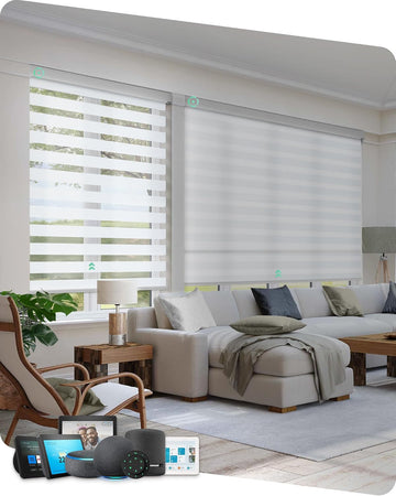 Motorized Zebra Blinds with Remote, Voice Control, 22" W x 72" H