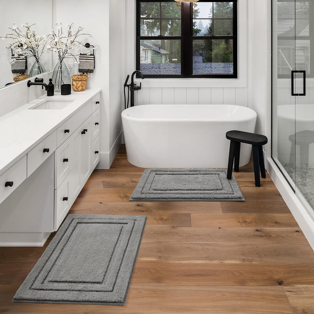 Bathroom Rugs Sets 2 Piece, Super Soft and Absorbent Non Slip Microfiber Machine Washable Bath Mat Set (20" x 32" +