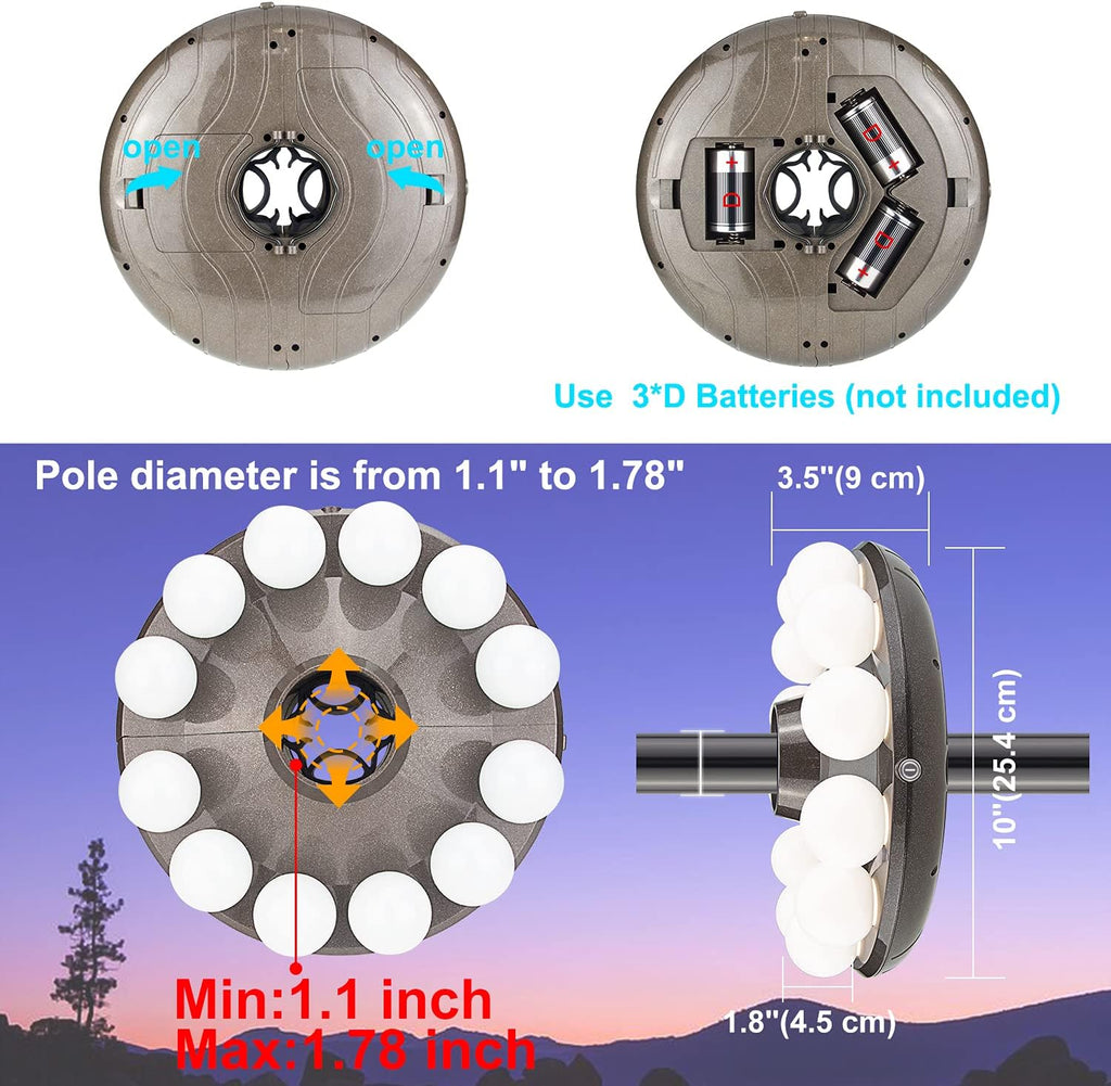 Patio Umbrella Light Outdoor with RF Remote Controll/Hanging Lights of 12 Colors Changing/Battery Pole Light for Table