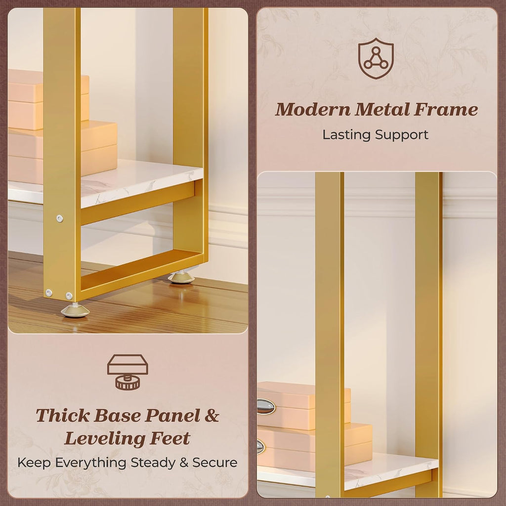 47.2 Inch Entryway Table with Marble Top, 2-Tier Modern Console Sofa Table with Storage, Accent Table, for Entry