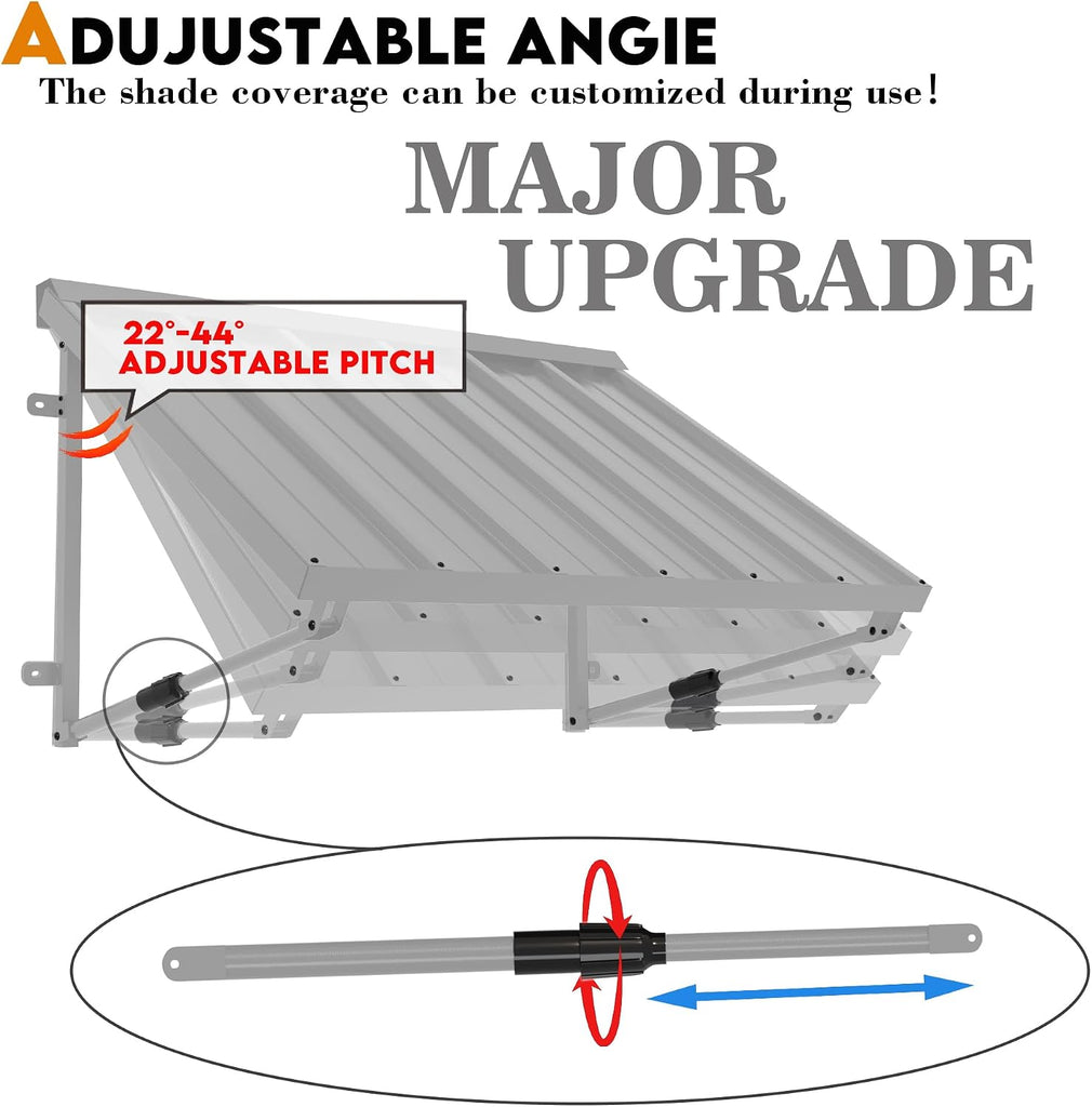 Metal Awning for Door Entrance, 41x24 Inches Adjustable Angle Window Awnings , Sunsetter Shade Canopy Outdoor