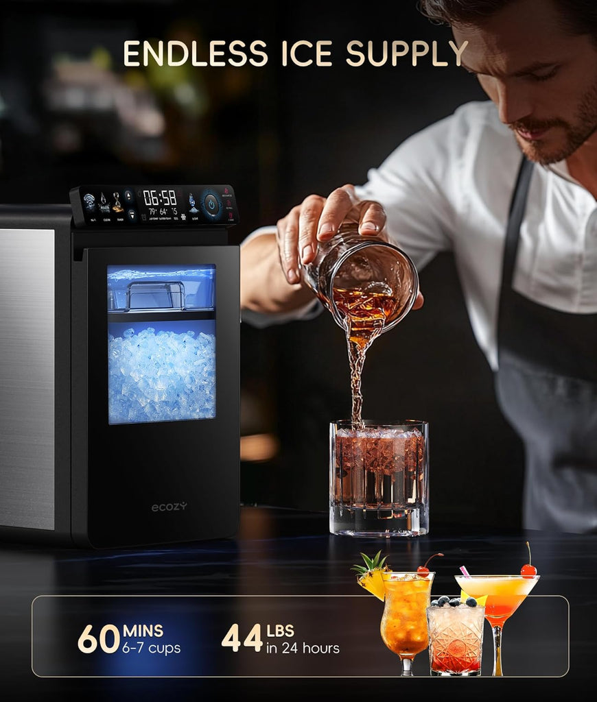 Nugget Ice Maker Countertop, First Full-Color Smart Panel 44 lbs/24H Ice Machine with APP & Voice Control