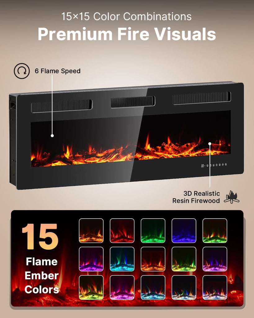 Electric Fireplace 40 Inch with 3 Remotes