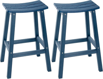 Weatherproof Bar Stools Set of 2, 28" Height Outdoor Bar Stools Holds up to 400 lbs, Saddle Seat, Bar Height Stools