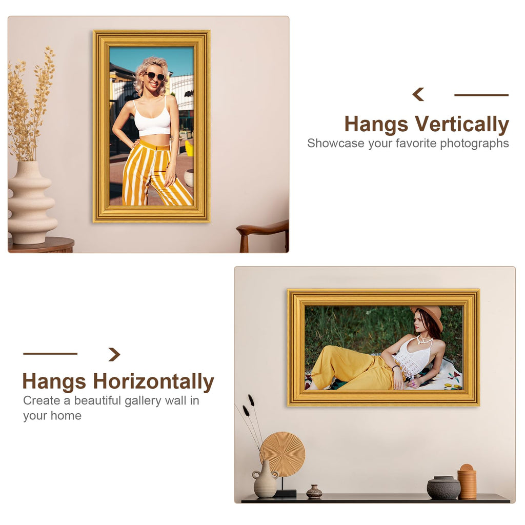 8x15 Frame, Transitional Modern Picture Frames, Gold Vintage Photo Frame
