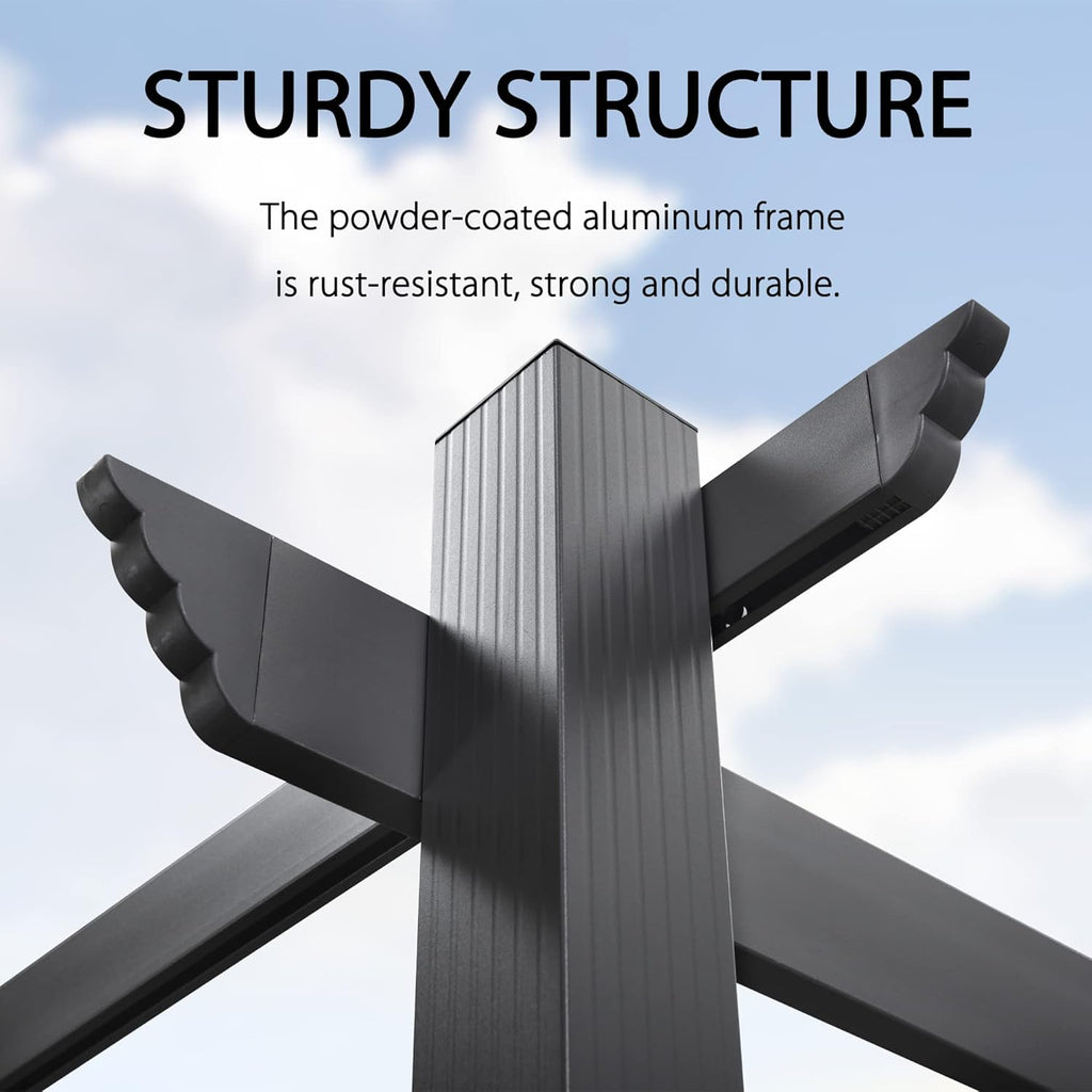 10' X 10' Outdoor Retractable Pergola with Sun Shade Canopy Patio Metal Shelter for Porch Garden Pavilion Grill Gazebo