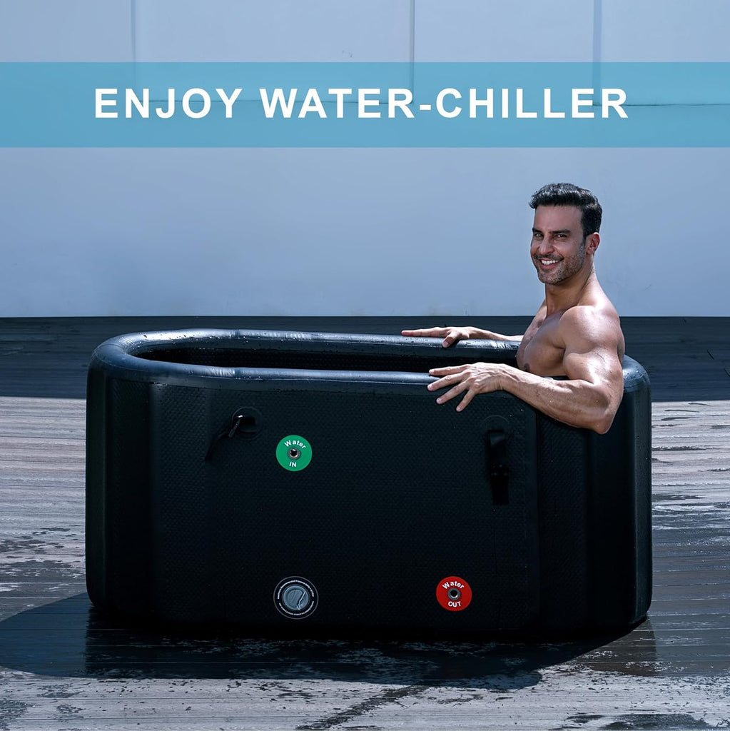 Oval Ice Bath Tub for Athletes - Portable Cold Immersion Tub with Insulated Lid, Suitable for Indoor & Outdoor Use