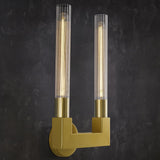 Modern Brass Wall Sconce,19 Inch Gold Double Bathroom Wall Sconces with Clear Glass Tube,Indoor 2-Light Vanity Mirror Wall Lights,for Bathroom,Living Room,Bedroom,Hallway,Entryway,Fireplace,Staircase A114-B0DMRPKP9N