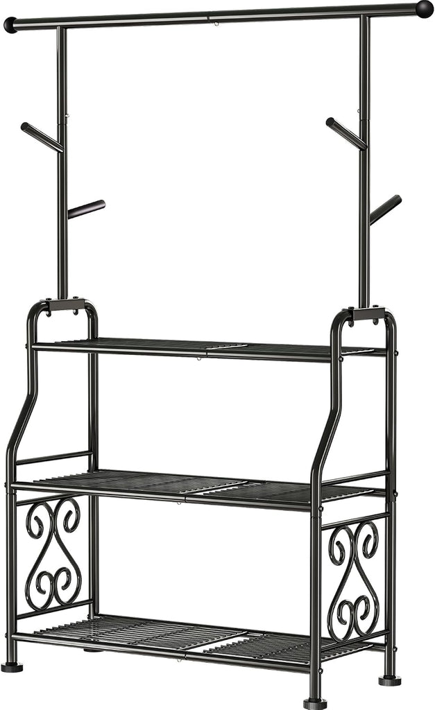 Plant Stand Indoor, 3-Tier Heavy Duty Metal Shelf & Indoor, Tall Plant Holds 14+ Plants with 5 Hooks, Rust-Proof