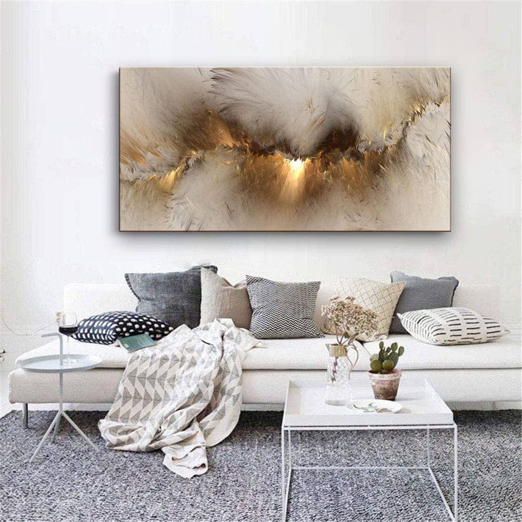 Large Framed Abstract Gold Marble Texture Canvas Wall Art Tindal Effect Decor Picture Black Gold Cloud Prints