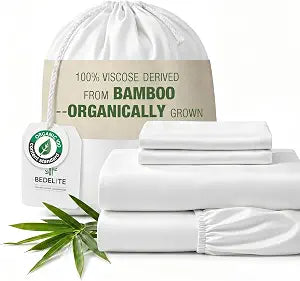 Bamboo Viscose Sheet Set, King, 4 Pieces, White - Set of 4
