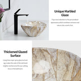 16'' X 13'' Nordic Marbling Oval Vessel Sink with Pop Up Drain,Ceramic Vessel Sink,Bathroom Sinks Above