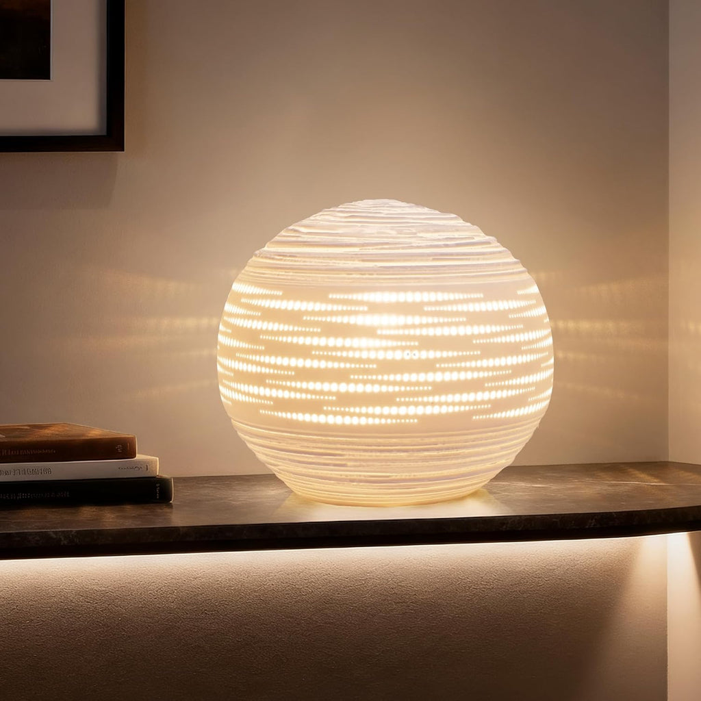8.7" Modern Ceramic Table Lamp, Fully Dimmable Modern Bedside Lamps and Nightstand, White Translucent Ceramic Shade