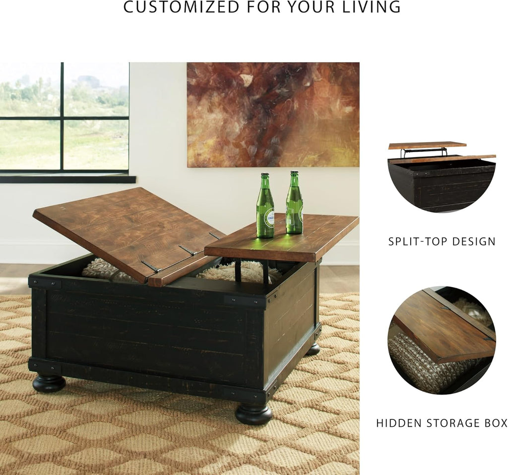 Valebeck Lift Top Coffee Table, Storage, Split-top Design, Wood, 36" W x 36" D x 18" H