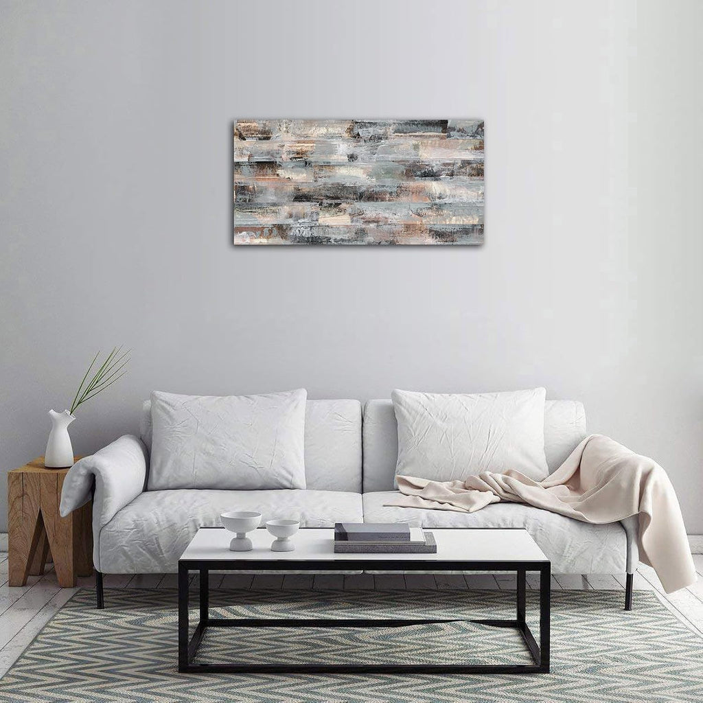 Gray Abstract Canvas Wall Art - Grey Brown Picture for Wall Decor Fabric Of Time Canvas Painting Abstract Prints