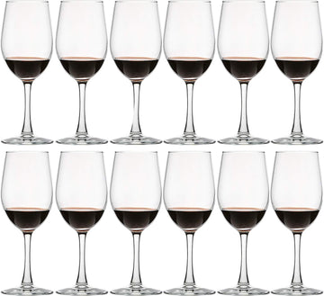 12 Ounce - Set of 12, Classic Durable Red/White Wine Glasses