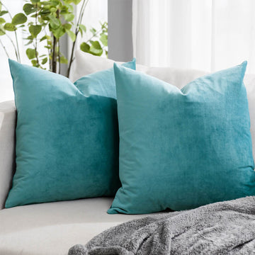 Seafoam Couch Velvet Throw Pillow Covers 22x22 inch Set of 2 with Zipper Decorative Luxury Soft Solid Rectangle