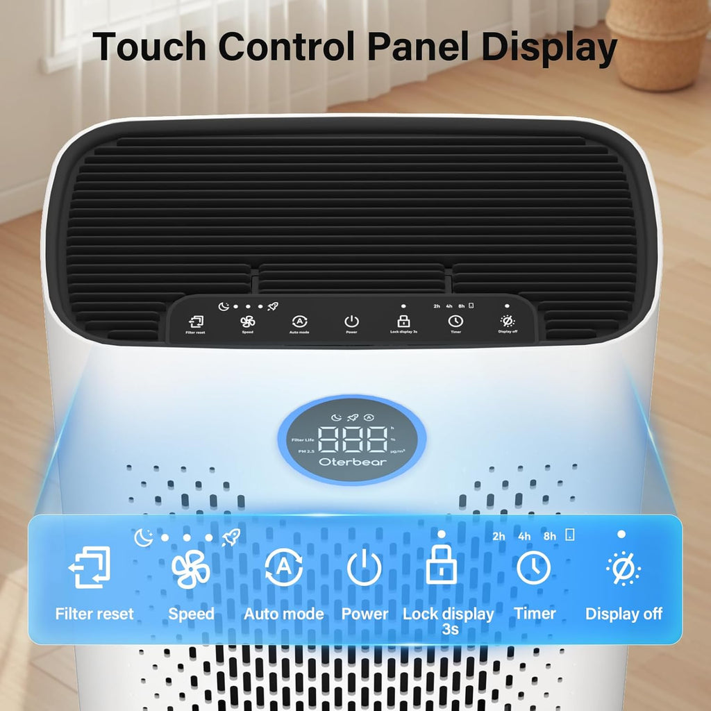 Air Purifiers for Home Pets Up to 3000Ft², HEPA Large Room Air Purifier with PM2.5 Air Quality Monit