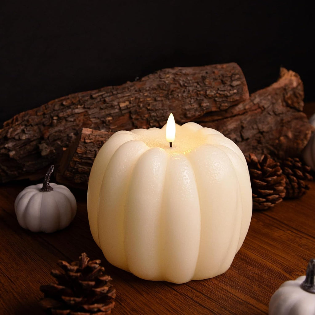 Fall Decorations - Flickering Flameless Wax Pumpkin LED Candle