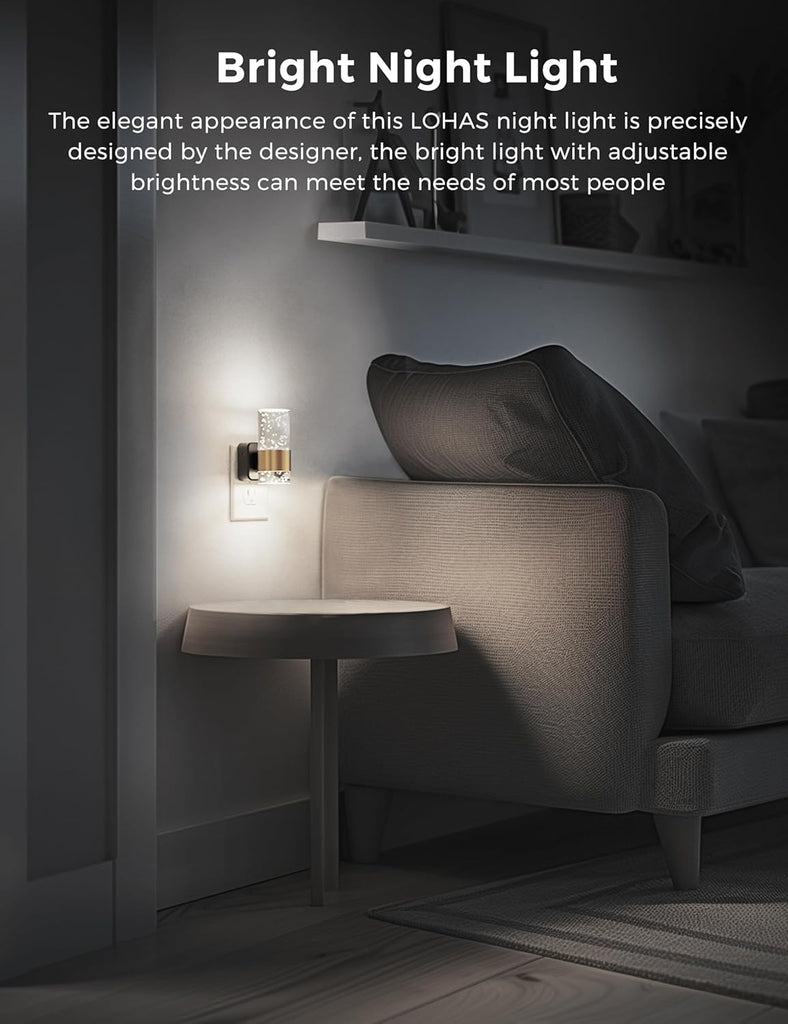 Night Light, Decorative Night Lights Plug into Wall | 2 Pack Dimmable Night Light,Auto Light Sensor,Bright White