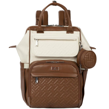 Leather Diaper Bag Backpack, Multifunction Large Bags with Changing Pad & Stroller Straps & Pacifier Case, Unisex