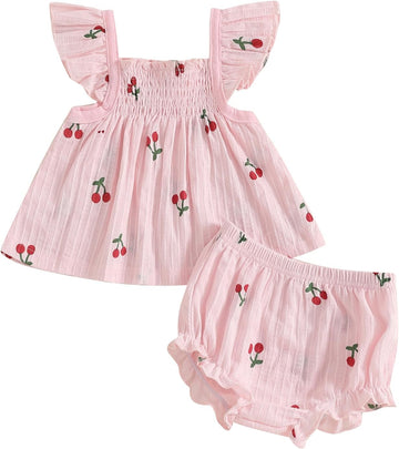 Newborn Baby Girl Clothes Summer Ruffle Tops Floral Bloomers Cute Shorts Set 0 3 6 12 18 Girl Outfits