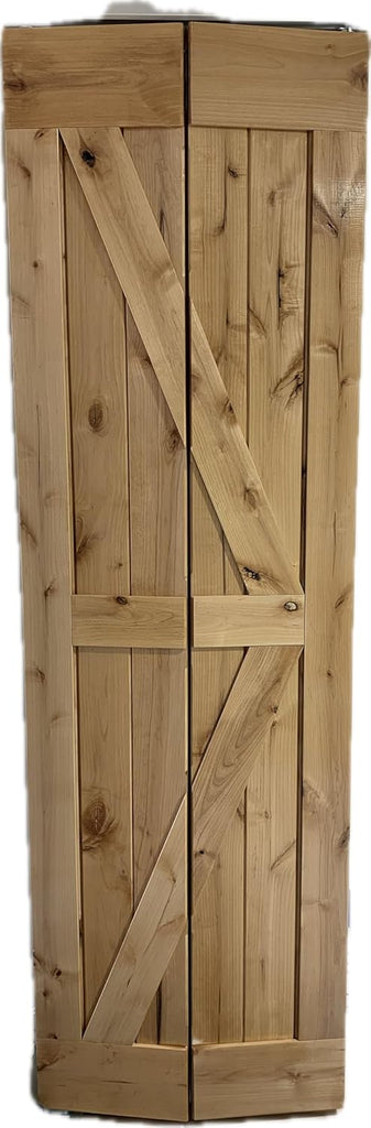 25.5 x 84 High Gloss Finished Rustic Alder Solid Wood Bifold Barn Door Assembled bi-fold barn Door R