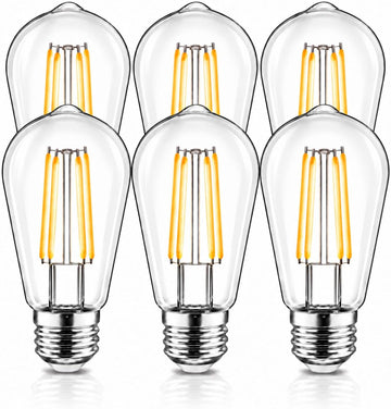 6 Pack Edison LED Light Bulbs,Shatterproof,E26 Base,6W 2700K Warm White