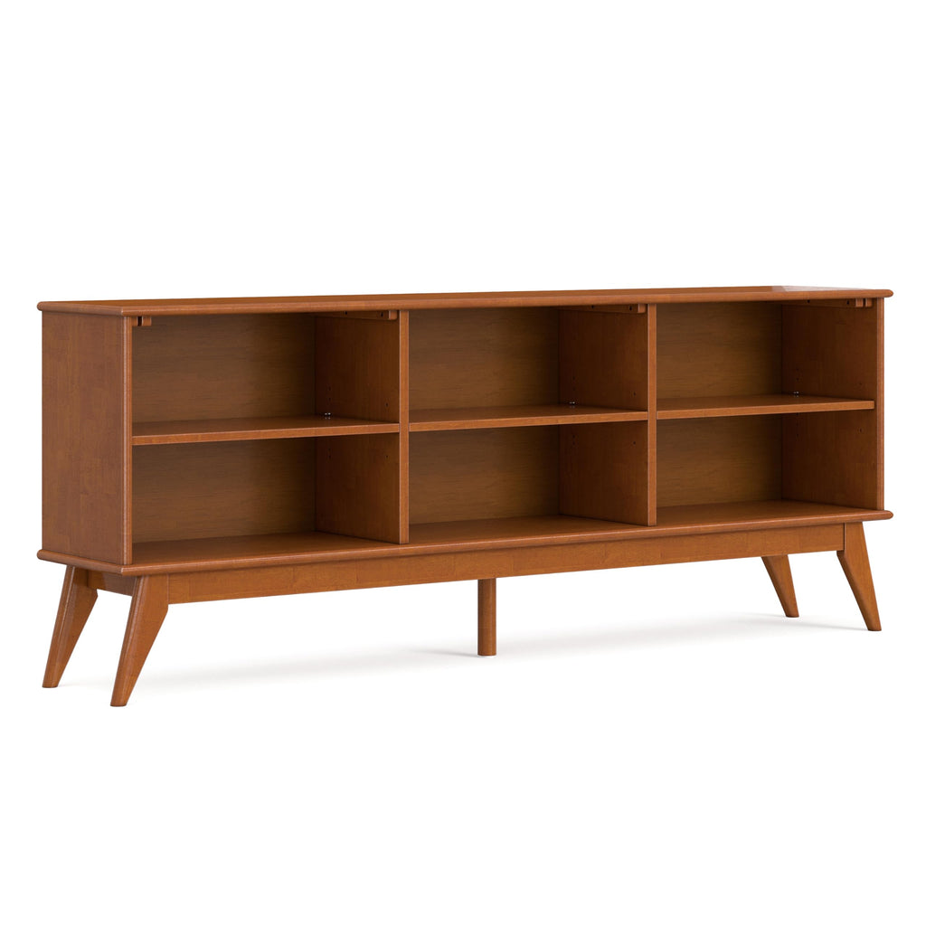 Draper 30" Tall Solid Wood 6-Shelf Bookcase in Teak Brown