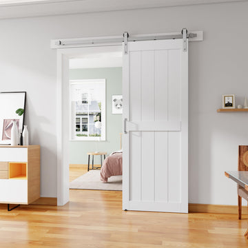 30''x84'' Sliding Barn Door with 5 Ft Brushed Nickel Hardware Kit