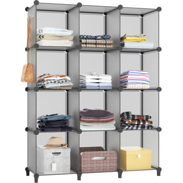 Closet Organizers and Storage, 12 Cube Storage Organizer, Grey