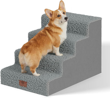 AKC 4-Step Pet Stairs - Durable, Non-Slip Steps for Small Dogs and Cats, Washable Cover, Simple No-Tool Assembly