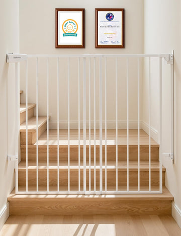 Extra Tall No Bottom Bar Baby/Dog Gate, 34" H, 29.7-46.5" W, White