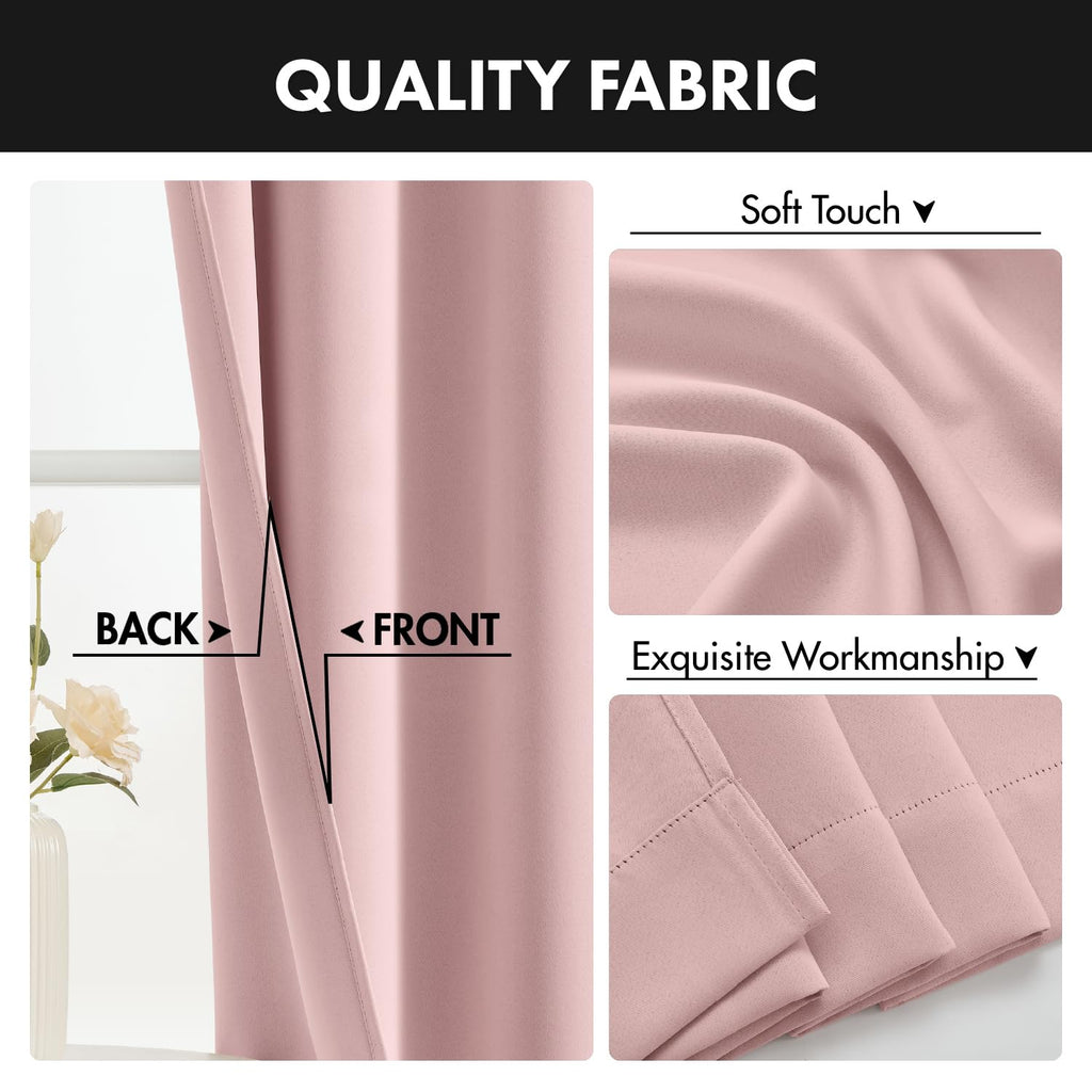 Short 45 Inch Kitchen Window Cafe Curtain Light Pink Set of 4