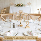 5 Arm Metal Crystal Candelabra Centerpiece - 13.4 Inch Elegant Candle Holder with Crystal Beadsable Decoration (4, Gold)