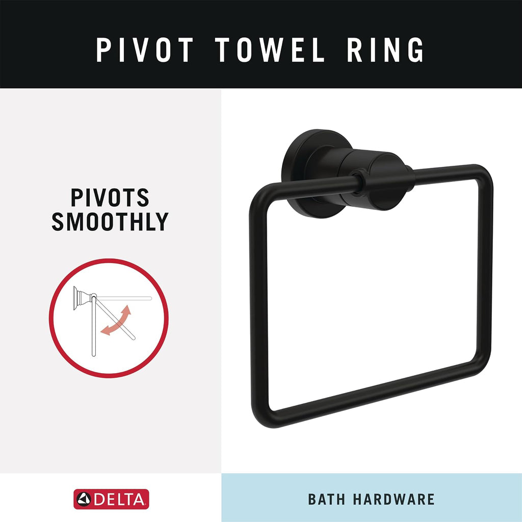 4-Piece Matte Black Bathroom Set Towel Rack, Ring, Toilet Paper Holder, Hook | Nicoli Bath Accessories