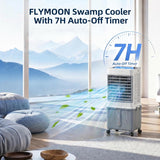 Upgraded Cooling 10 Gallon Evaporative Air Cooler, Swamp Cooler with 120° Oscillation, 7-Hour Timer, Remote Control