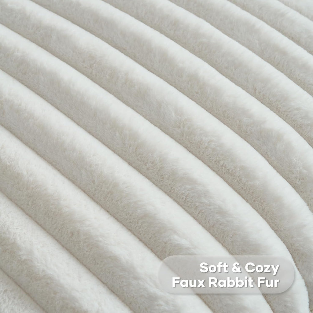 Pack of 2 Fluffy Faux Fur Throw Pillow Covers 18x18 Inch Elegant Striped Textured Decorative Cushion Cases Modern