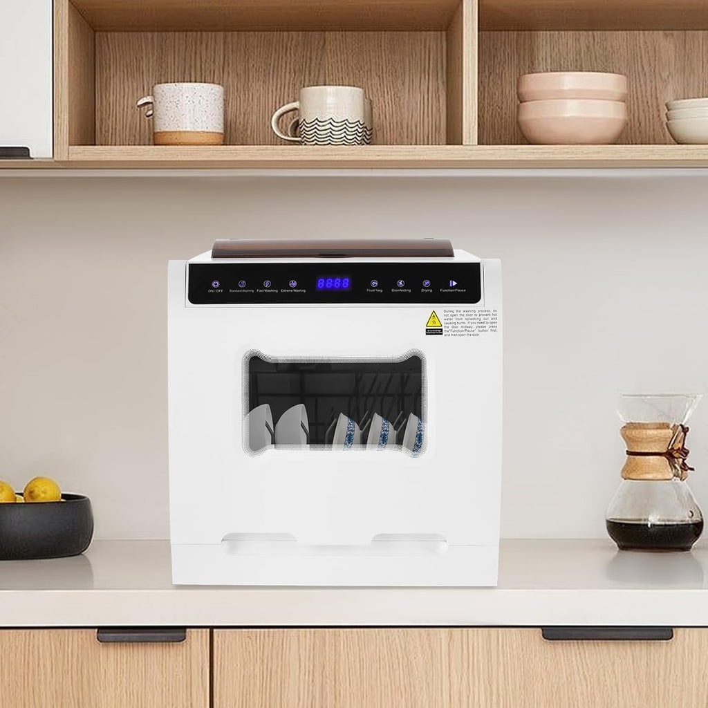 Portable Countertop Dishwasher, 1100W Mini Dishwasher, 360° Spraying Cleaning, 110V Table Top Dishwashers for Homes
