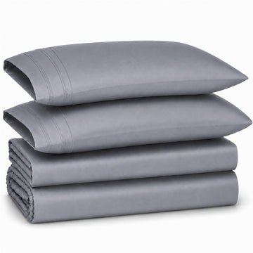 Sateen Weave Cal King Size Set - 100% Rayon from Bamboo with 300 Thread Count - Cooling Deep Pocket Fitted Sheet for